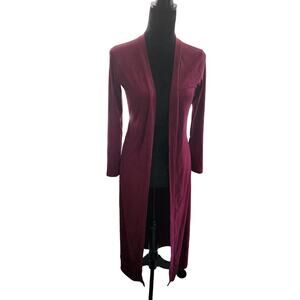 Identity Burgungy Peachskin Fabric Cardigan Size Xs